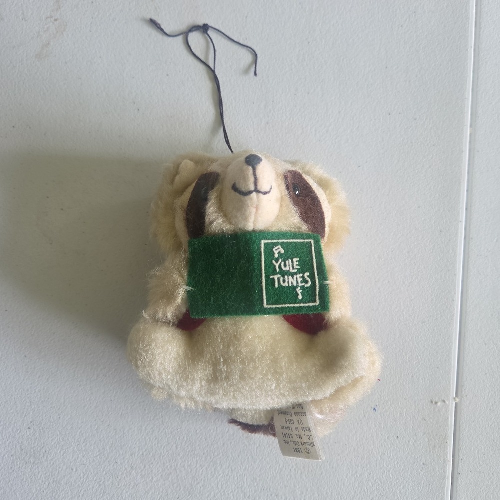 Vintage Hallmark Yule Tunes Racoon Shirt Tales Christmas Ornament Holiday